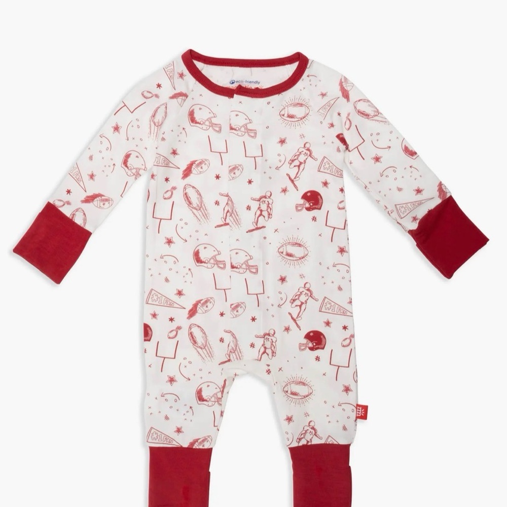 Magnetic Me Red and White Football Print Footie